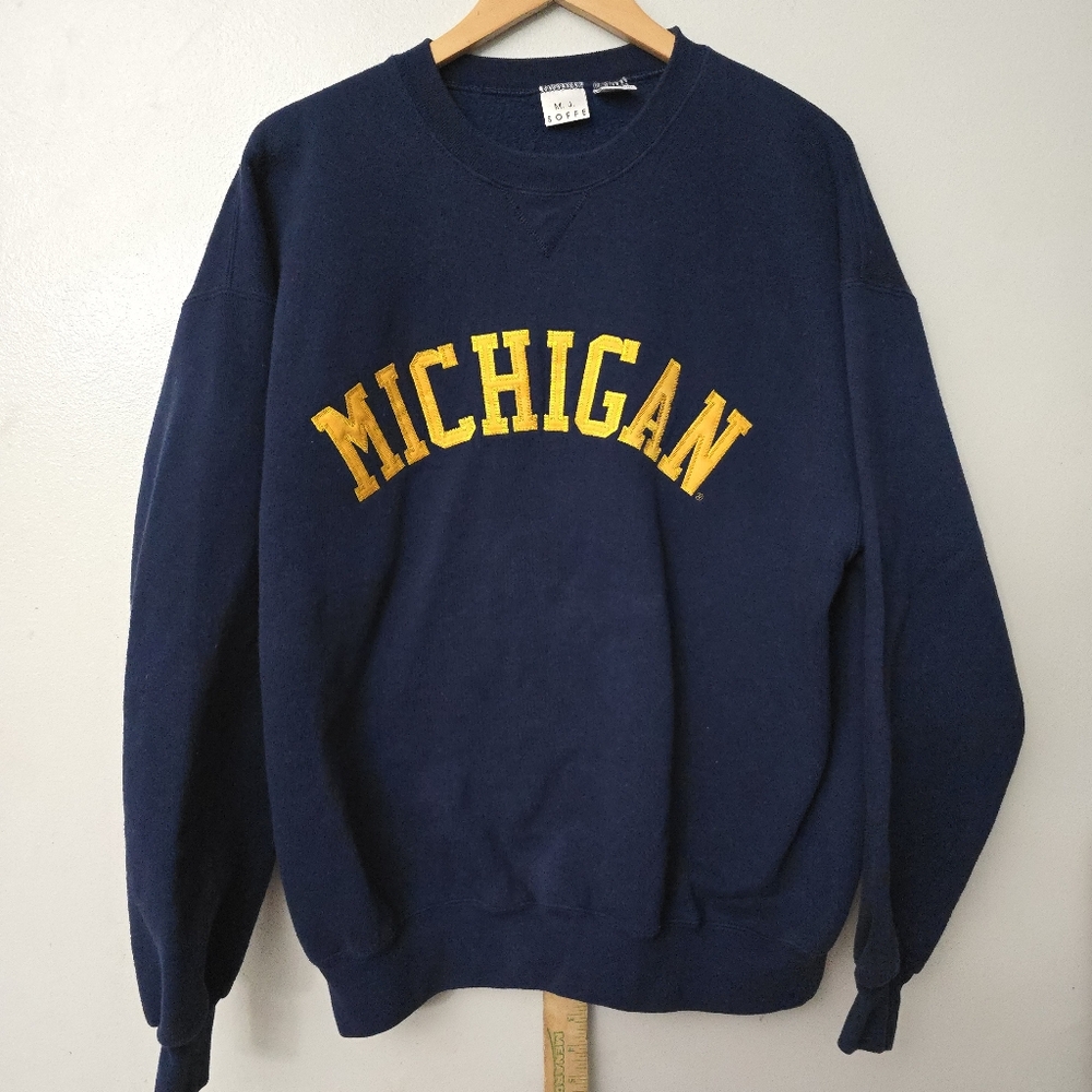 Michigan Wolverines Sweatshirt MJ Soffe Vintage Crew Neck Blue Men Xl College